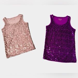 Cherokee girls tank tops purple and silver sequins size small and XS